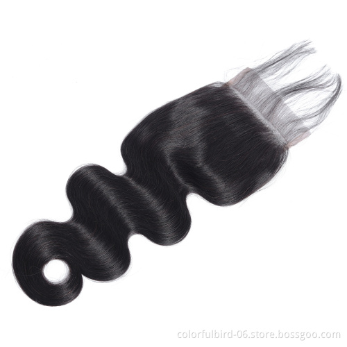 Body Wave 4x4 Lace Closure Brazilian Human Hair 10-24 Inches Remy Hair For black Women Natural Color transparent lace